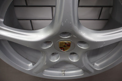 05-13 Porsche 911 Targa Front 19x8 OEM 5 Spoke Wheel (99736215603) Face Marks