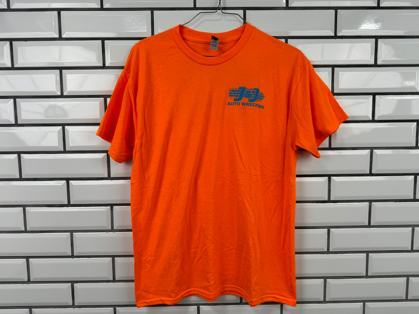 J&J Safety Orange and Bright Blue Heavy Cotton Short Sleeved Shirt with Free Shipping