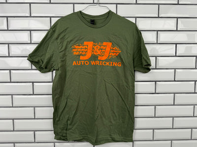 J&J Army Green with Orange Logo Gilden Soft Style Short Sleeved Shirt with Free Shipping