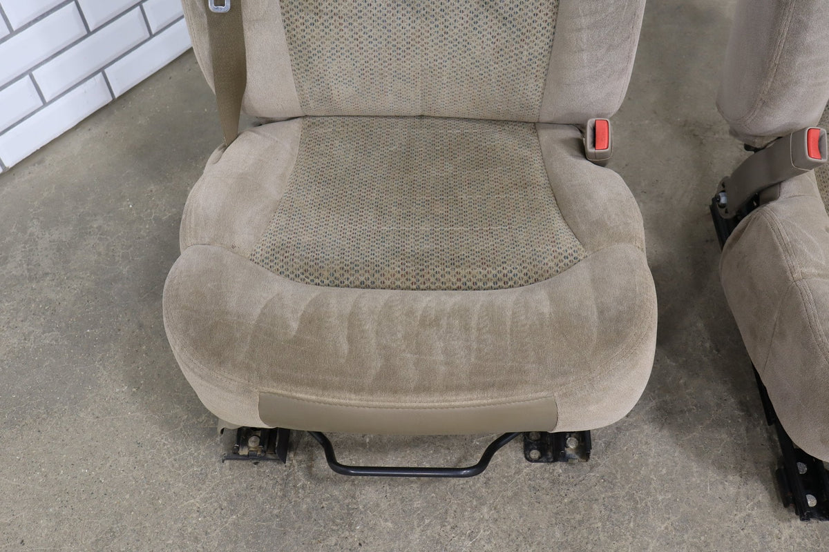 01-02 Chevrolet Silverado GMC Sierra 2500/3500 Crew Cab Cloth Seat Set Tan Bench