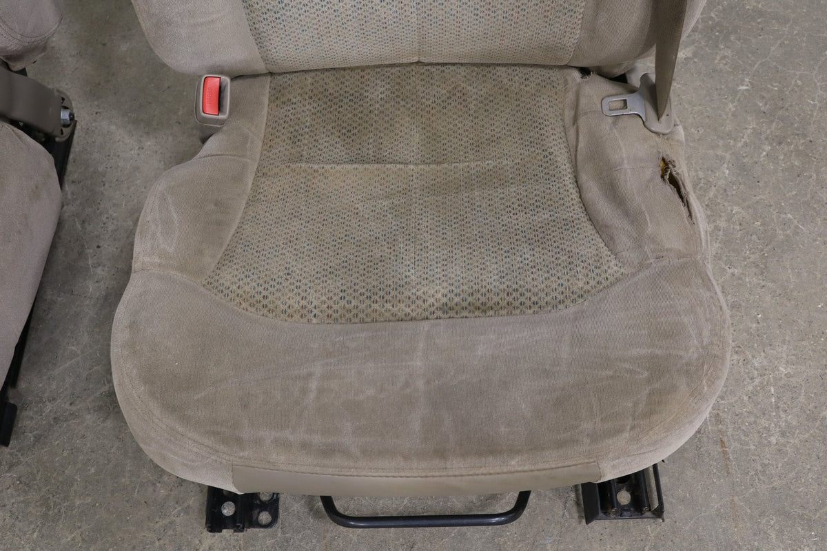 01-02 Chevrolet Silverado GMC Sierra 2500/3500 Crew Cab Cloth Seat Set Tan Bench