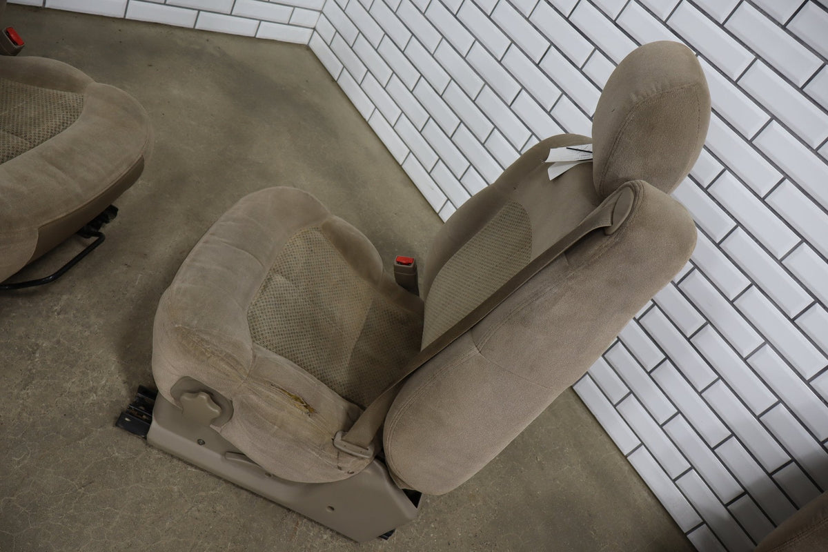 01-02 Chevrolet Silverado GMC Sierra 2500/3500 Crew Cab Cloth Seat Set Tan Bench