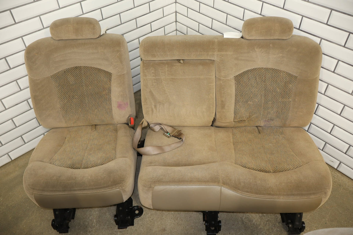 01-02 Chevrolet Silverado GMC Sierra 2500/3500 Crew Cab Cloth Seat Set Tan Bench