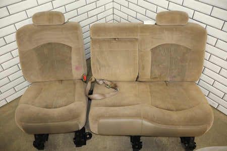 01-02 Chevrolet Silverado GMC Sierra 2500/3500 Crew Cab Cloth Seat Set Tan Bench