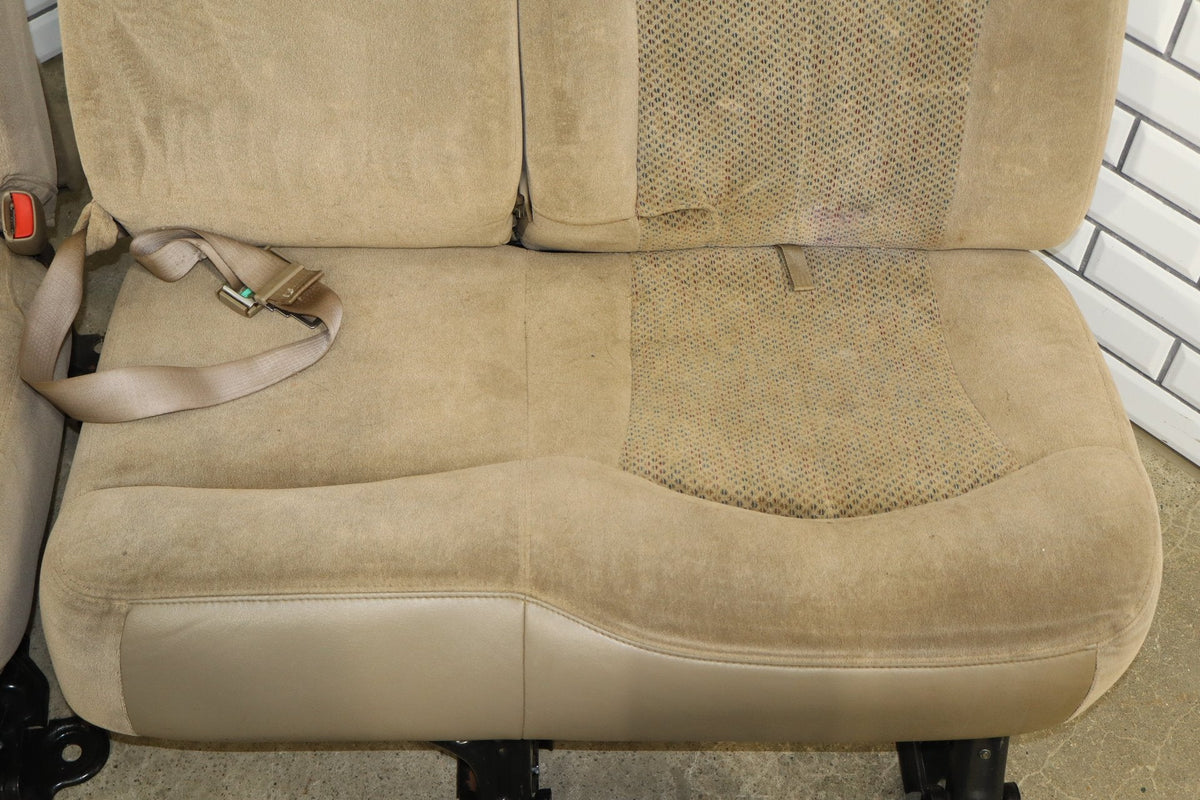 01-02 Chevrolet Silverado GMC Sierra 2500/3500 Crew Cab Cloth Seat Set Tan Bench