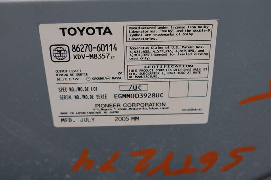 03 - 07 Lexus LX470 / LandCruiser 6 - Disc CD Changer W/Magazine *Door Off - Track*