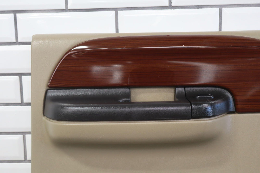 05 - 07 Ford F250 F350 Lariat Tan/Woodgrain Left Rear Interior Door Panel