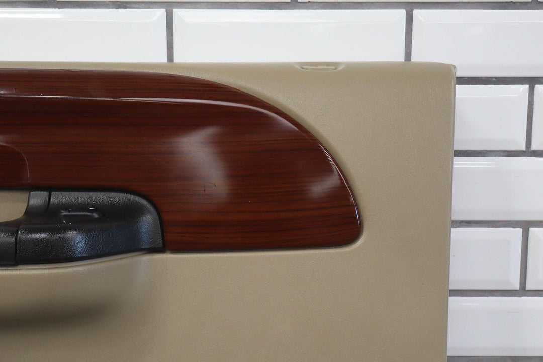 05 - 07 Ford F250 F350 Lariat Tan/Woodgrain Left Rear Interior Door Panel