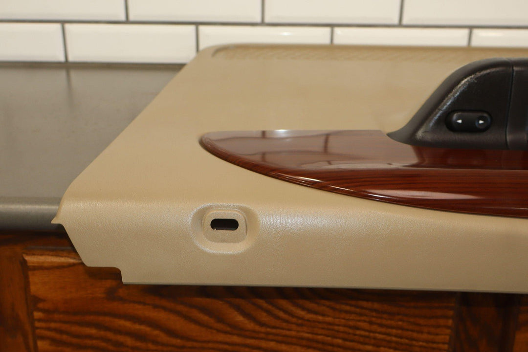 05 - 07 Ford F250 F350 Lariat Tan/Woodgrain Left Rear Interior Door Panel