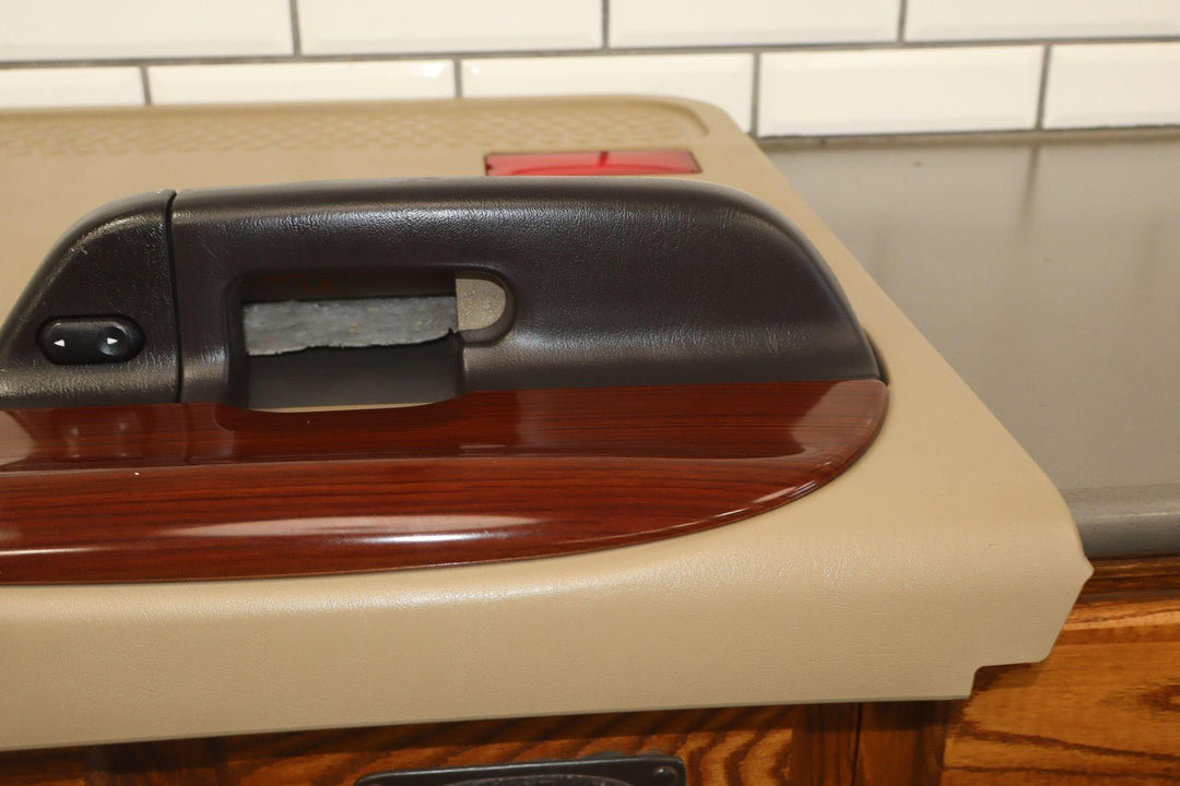 05 - 07 Ford F250 F350 Lariat Tan/Woodgrain Left Rear Interior Door Panel