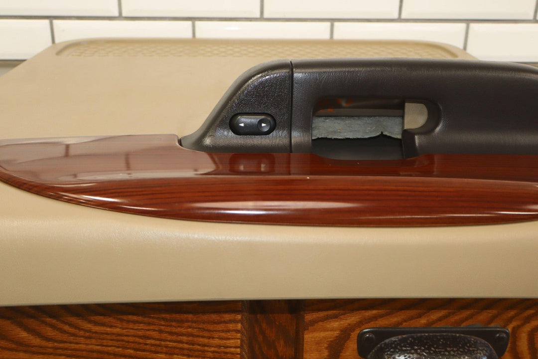05 - 07 Ford F250 F350 Lariat Tan/Woodgrain Left Rear Interior Door Panel