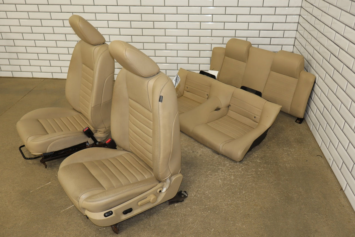 05-09 Ford Mustang GT S197 Convertible Leather Seat Set Power Driver (Camel KH)