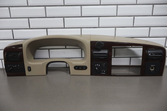 05 to 07 Ford F250 F350 SD Dash Cluster Radio Bezel Trim Panel Wood Grain OEM