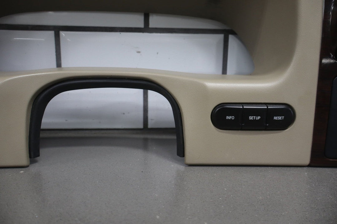 05 to 07 Ford F250 F350 SD Dash Cluster Radio Bezel Trim Panel Wood Grain OEM