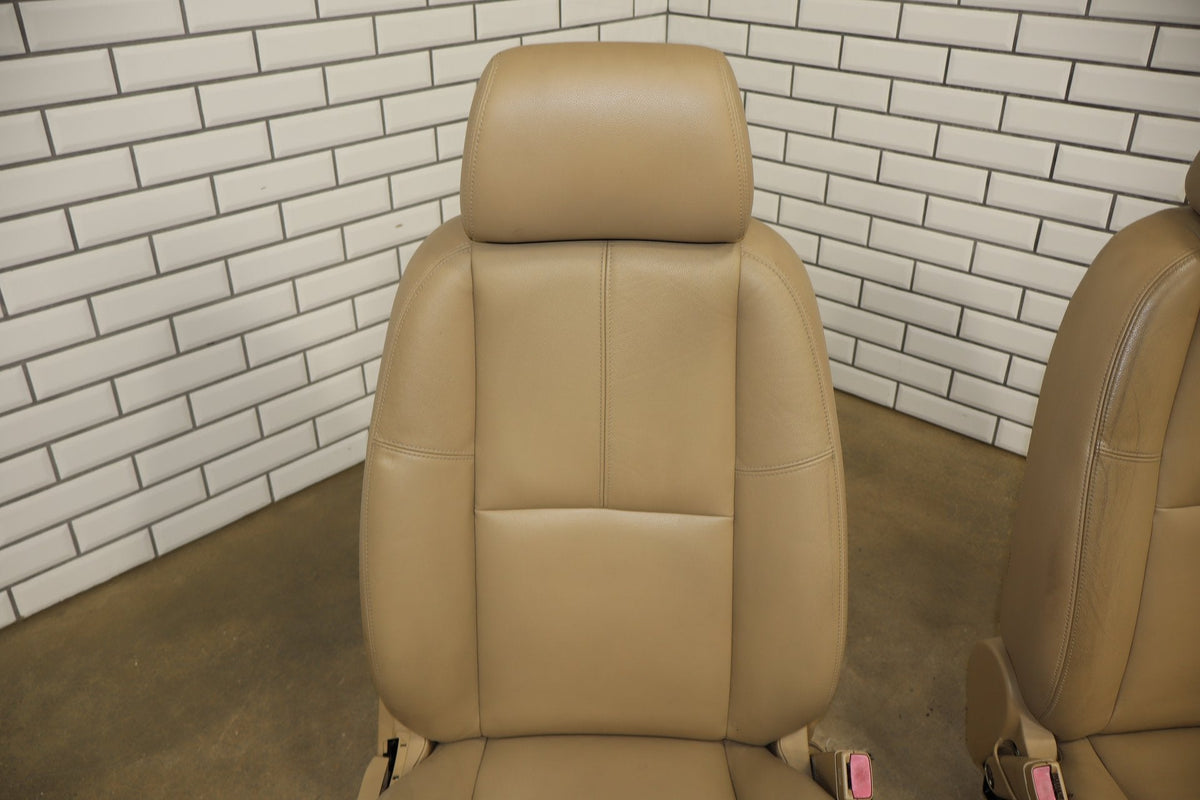 07-10 Chevy Tahoe Pair Front Seats Light Cashmere Leather Power