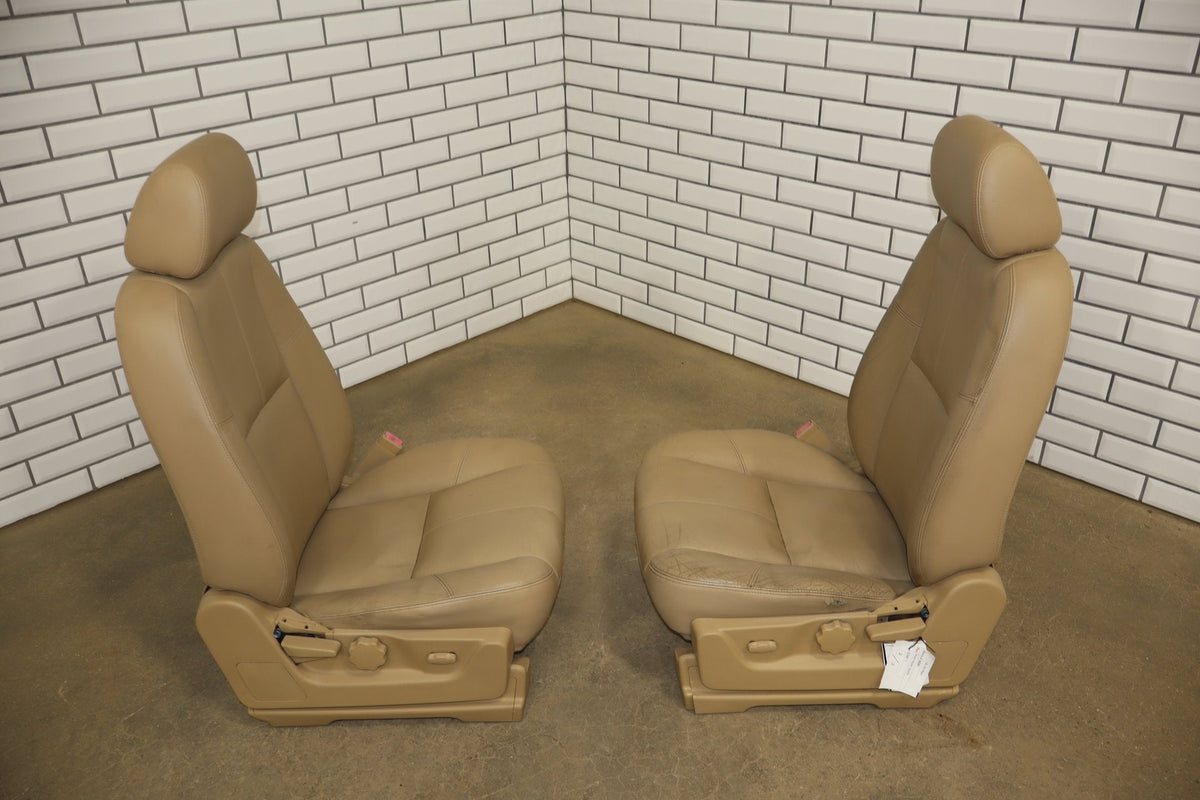07-10 Chevy Tahoe Pair Front Seats Light Cashmere Leather Power