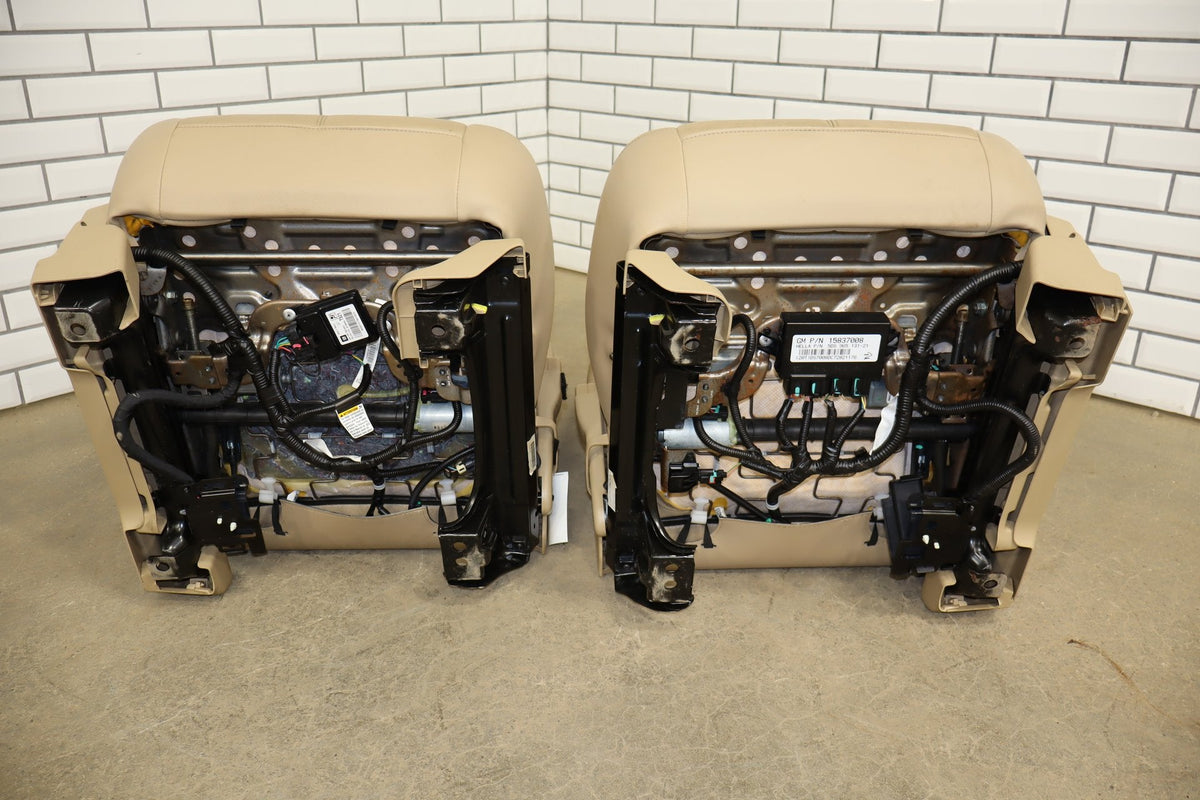 07-10 Chevy Tahoe Pair Front Seats Light Cashmere Leather Power