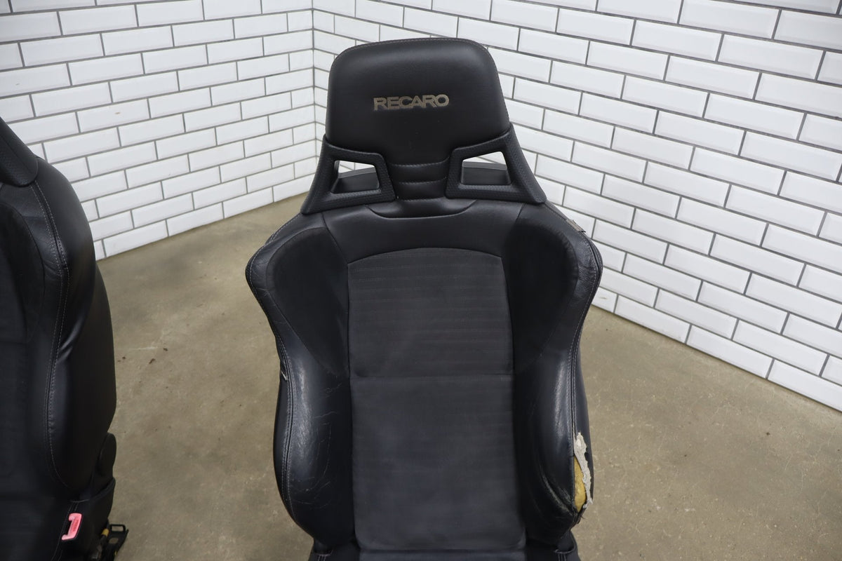 08-15 Mitsubishi Lancer Evo X Recaro Seat Set Black 82X (Torn)