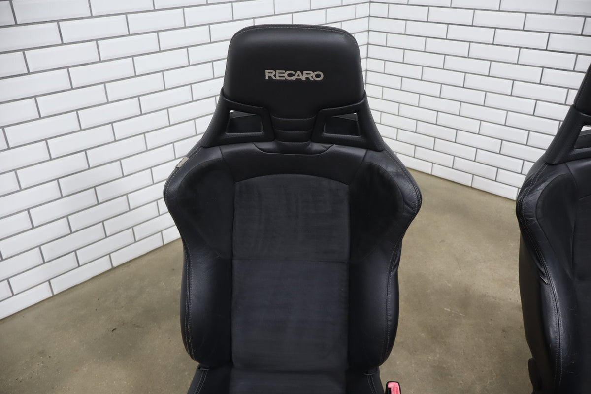 08-15 Mitsubishi Lancer Evo X Recaro Seat Set Black 82X (Torn)