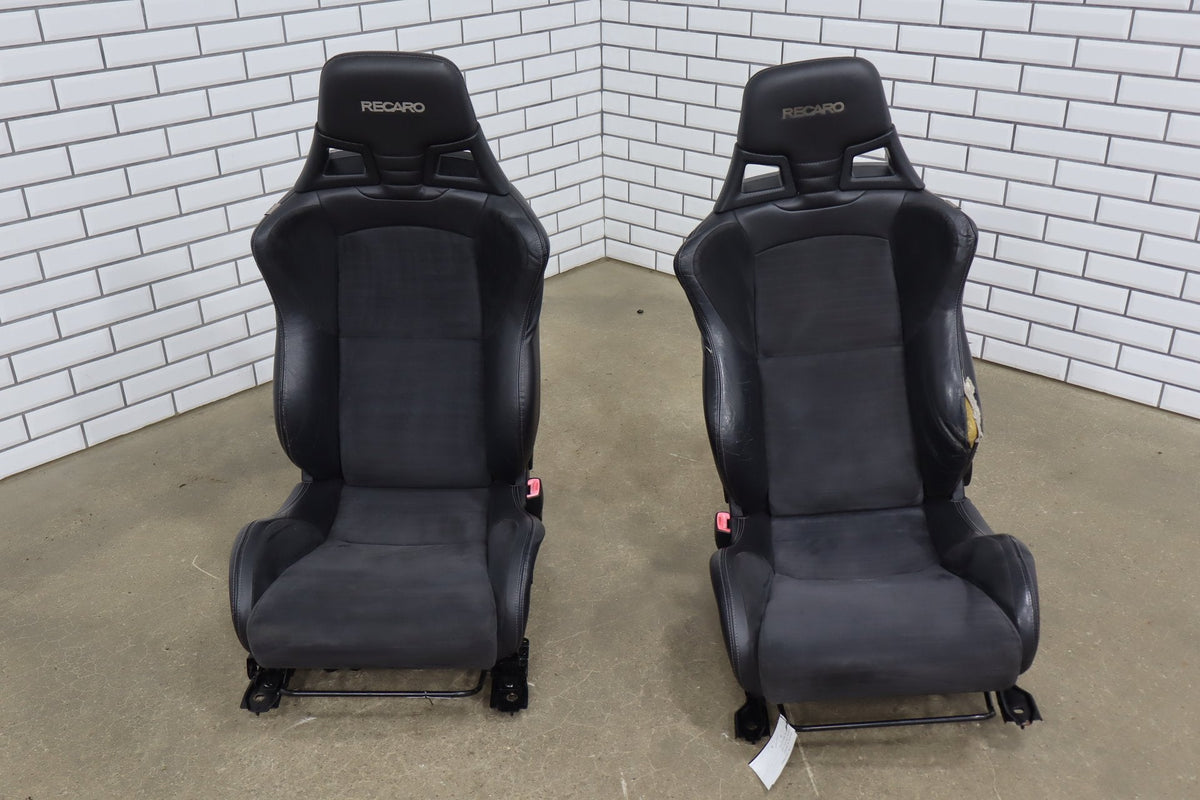 08-15 Mitsubishi Lancer Evo X Recaro Seat Set Black 82X (Torn)
