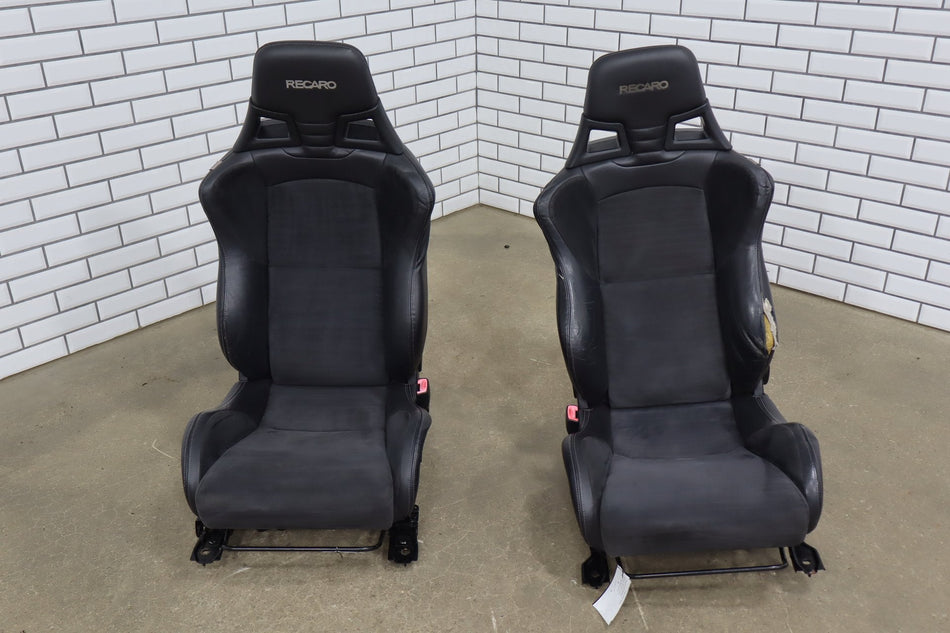 08-15 Mitsubishi Lancer Evo X Recaro Seat Set Black 82X (Torn)