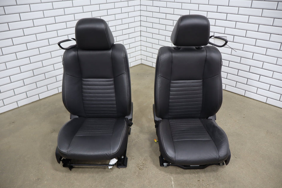 11-14 Dodge Challenger R/T Leather Power Seat Set Front/Rear Dark Slate Gray DV