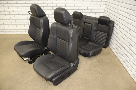 11-14 Dodge Challenger R/T Leather Power Seat Set Front/Rear Dark Slate Gray DV