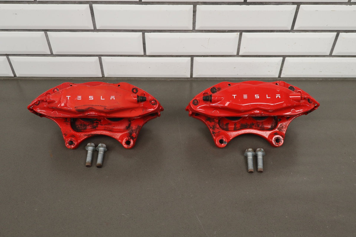 12-20 Tesla Model S Front Brembo Brake Caliper Set Left/Right OEM 4 Piston