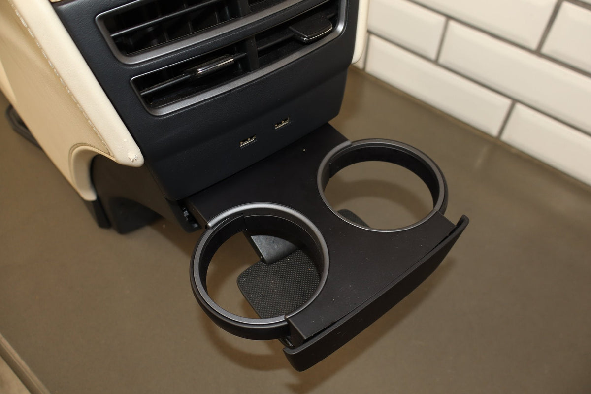 16-20 Tesla Model X Front Center Console Cream Woodgrain