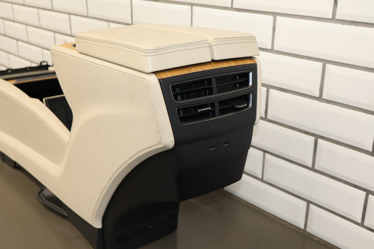 16-20 Tesla Model X Front Center Console Cream Woodgrain