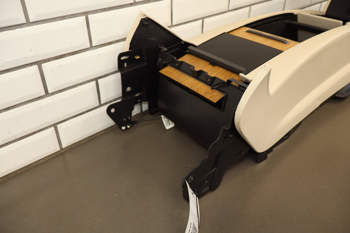 16-20 Tesla Model X Front Center Console Cream Woodgrain