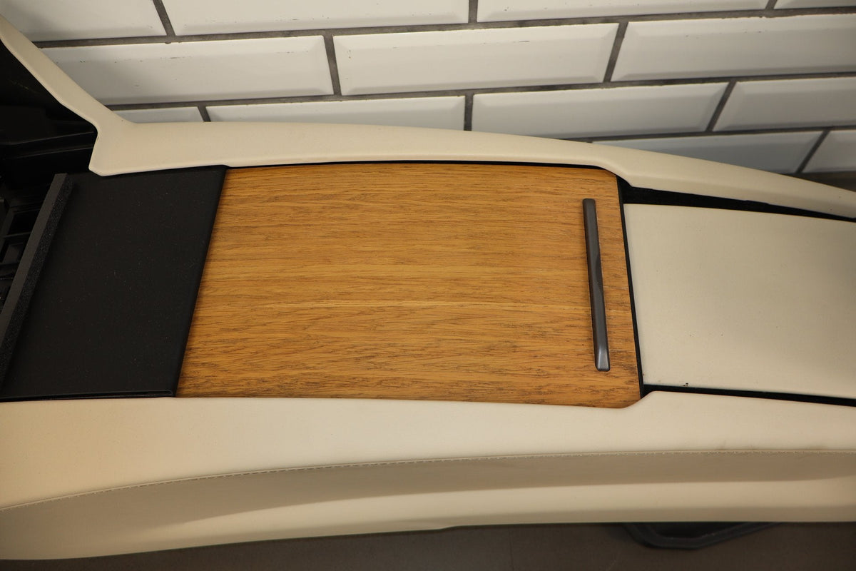 16-20 Tesla Model X Front Center Console Cream Woodgrain