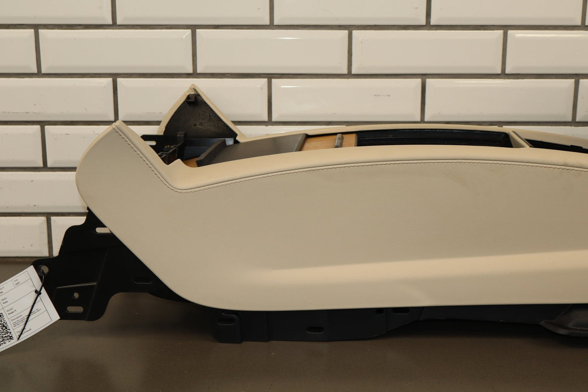 16-20 Tesla Model X Front Center Console Cream Woodgrain