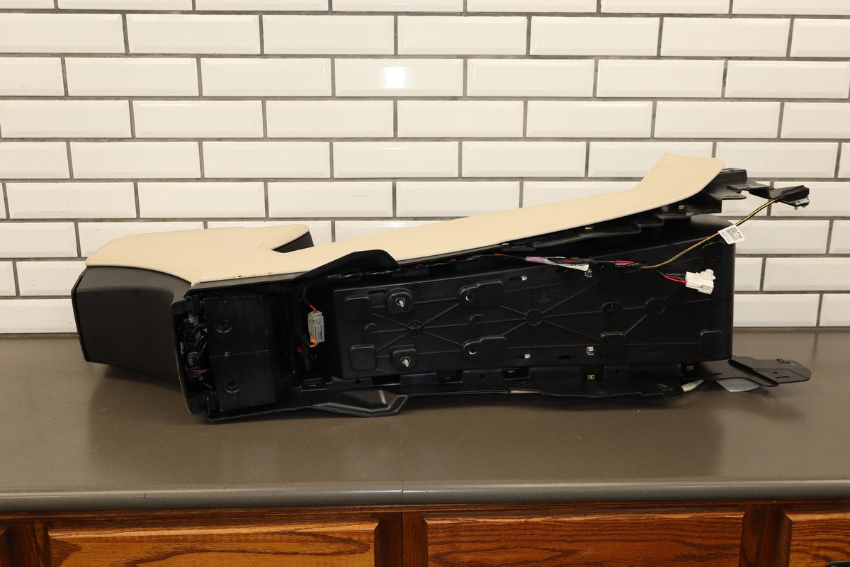 16-20 Tesla Model X Front Center Console Cream Woodgrain