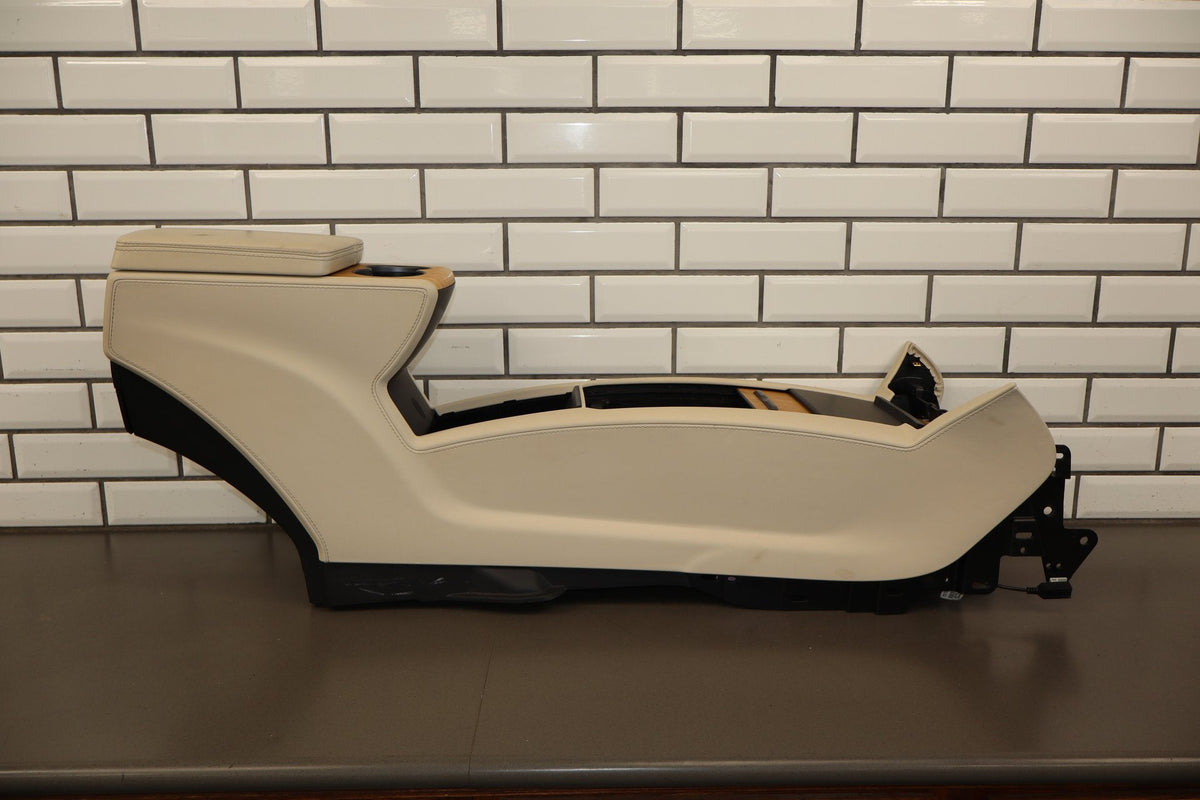 16-20 Tesla Model X Front Center Console Cream Woodgrain
