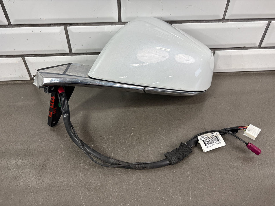 16-20 Tesla Model X Left Exterior Rear View Door Mirror Pearl White PPSW