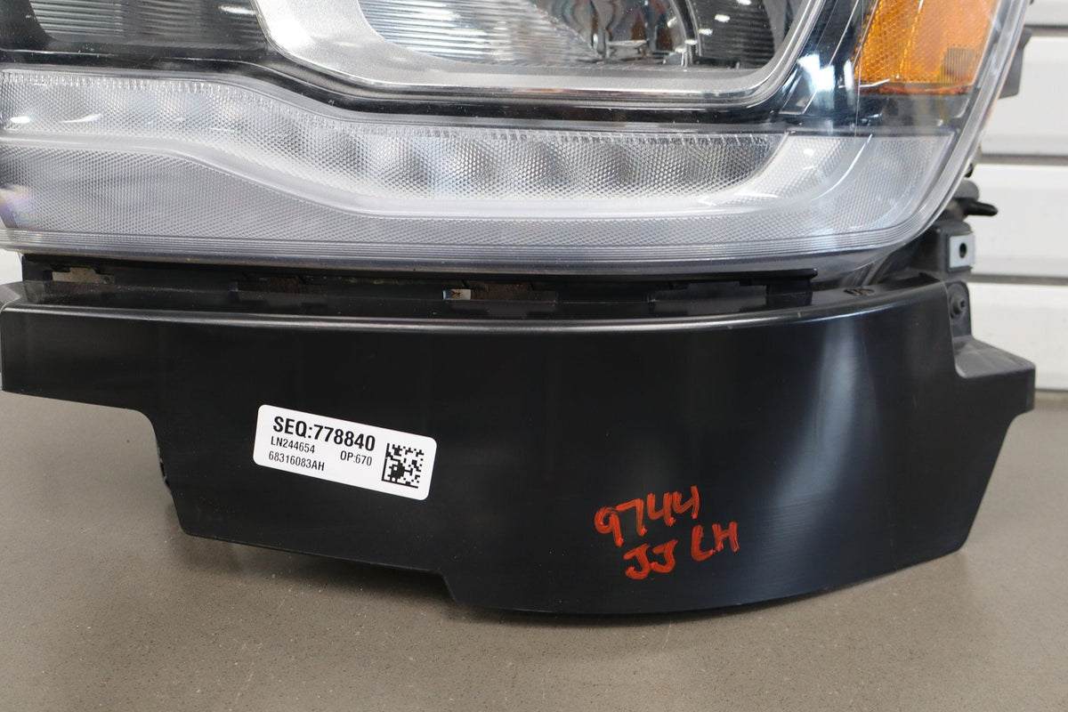 19-24 Ram 1500 (DT) Left LED Reflector Headlight Black Bezel 68316083AH OEM