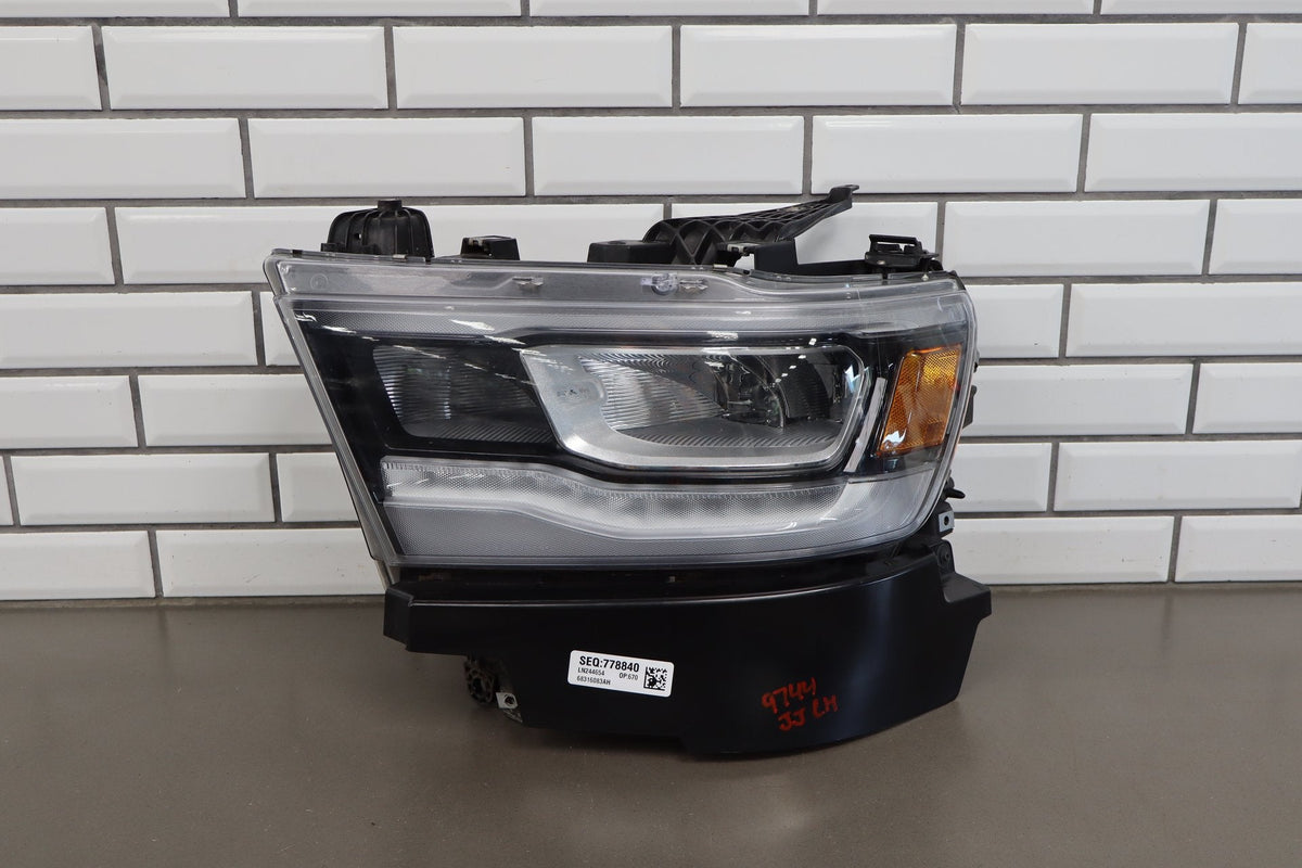 19-24 Ram 1500 (DT) Left LED Reflector Headlight Black Bezel 68316083AH OEM