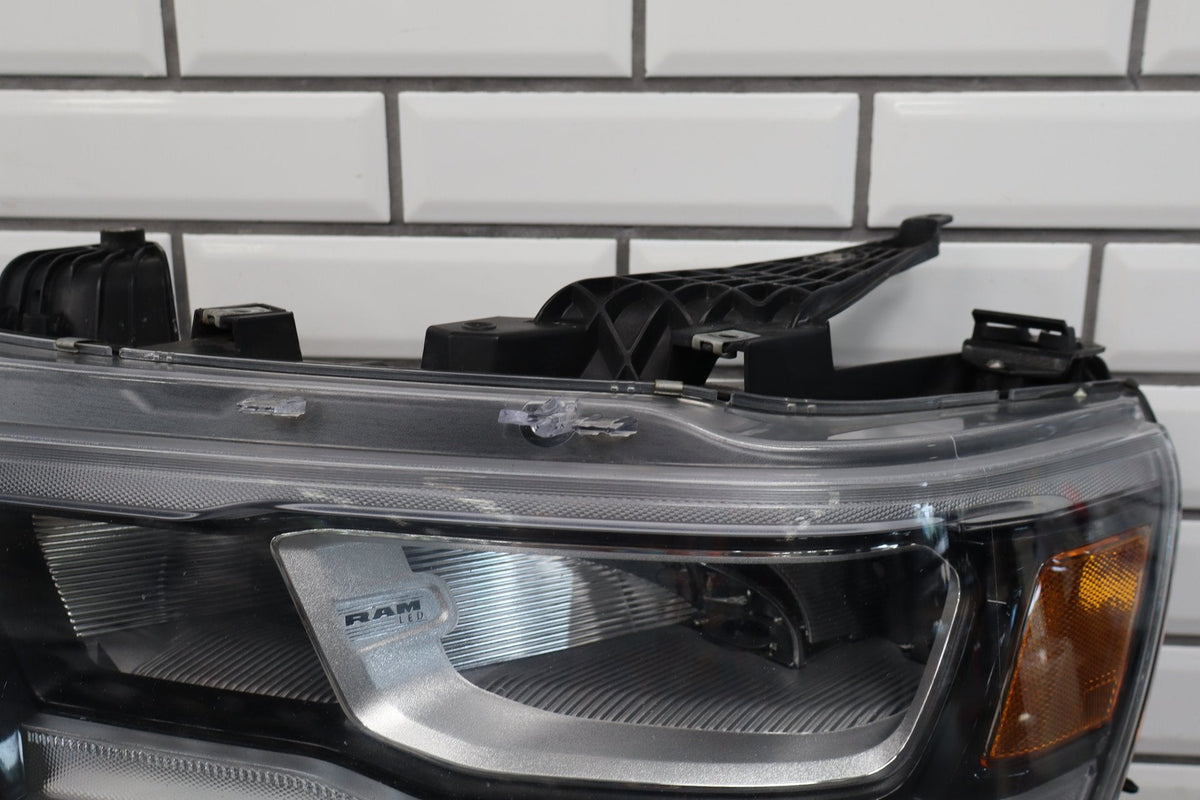19-24 Ram 1500 (DT) Left LED Reflector Headlight Black Bezel 68316083AH OEM
