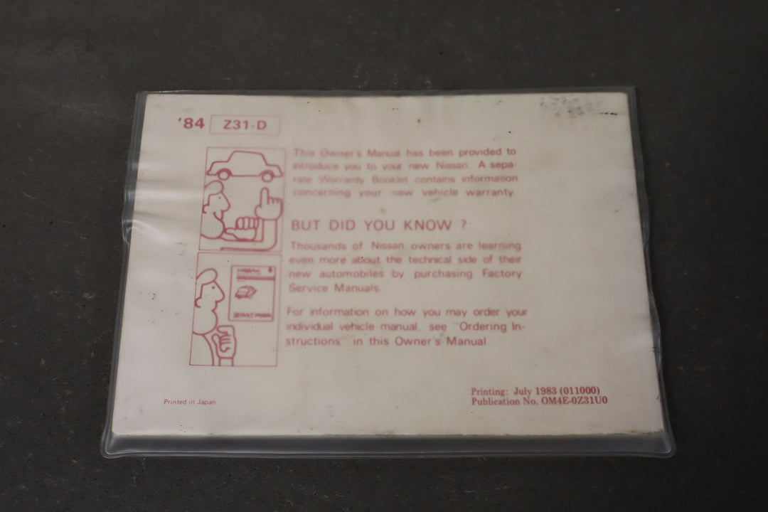 1984 Nissan 300ZX Owners Handbook OEM