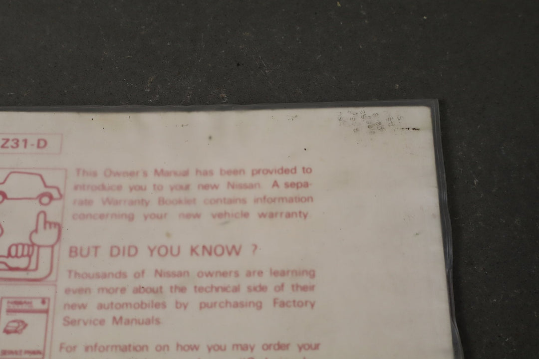 1984 Nissan 300ZX Owners Handbook OEM