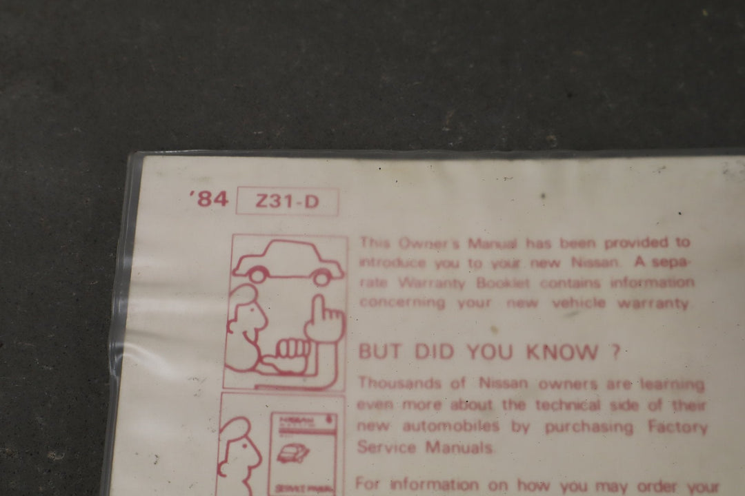 1984 Nissan 300ZX Owners Handbook OEM