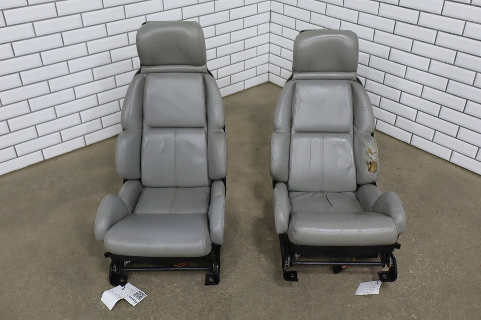 1989-1993 Chevrolet Corvette C4 Power Leather Seats Set | Driver Bolster Torn