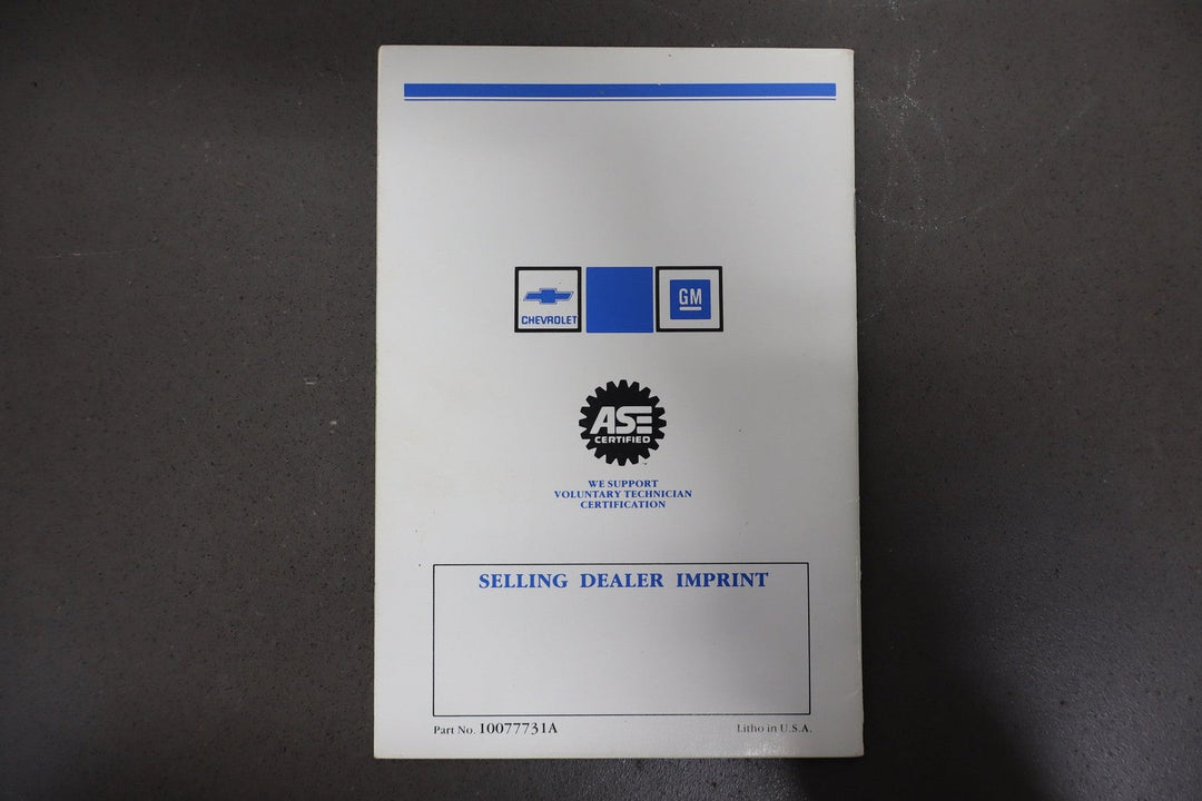 1989 Chevrolet Corvette Owners Manuals W/Pouch