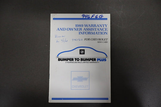 1989 Chevrolet Corvette Owners Manuals W/Pouch
