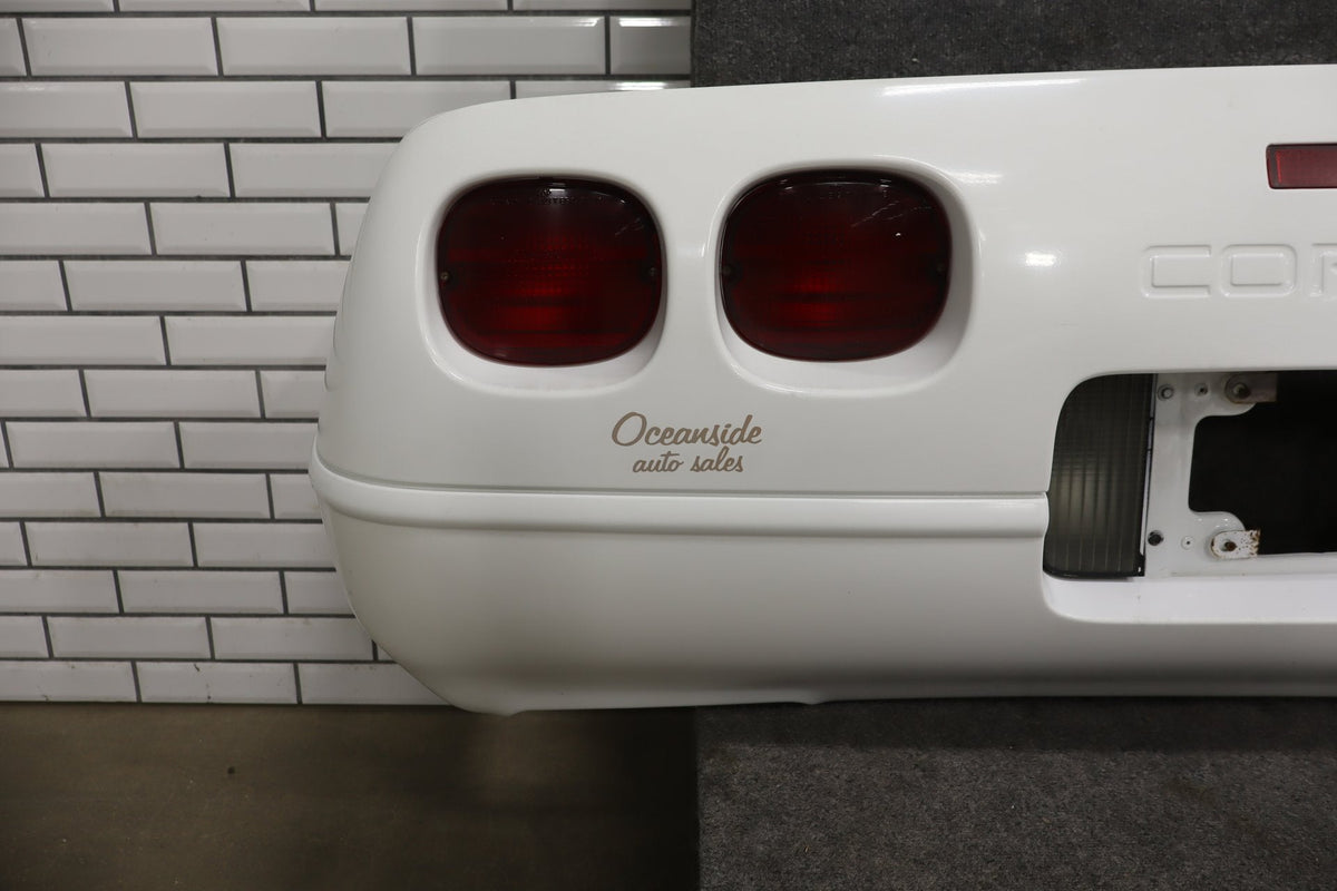 1991-1996 C4 Corvette Base Model OEM Rear Bumper W/Lights Finish Panel Artic White