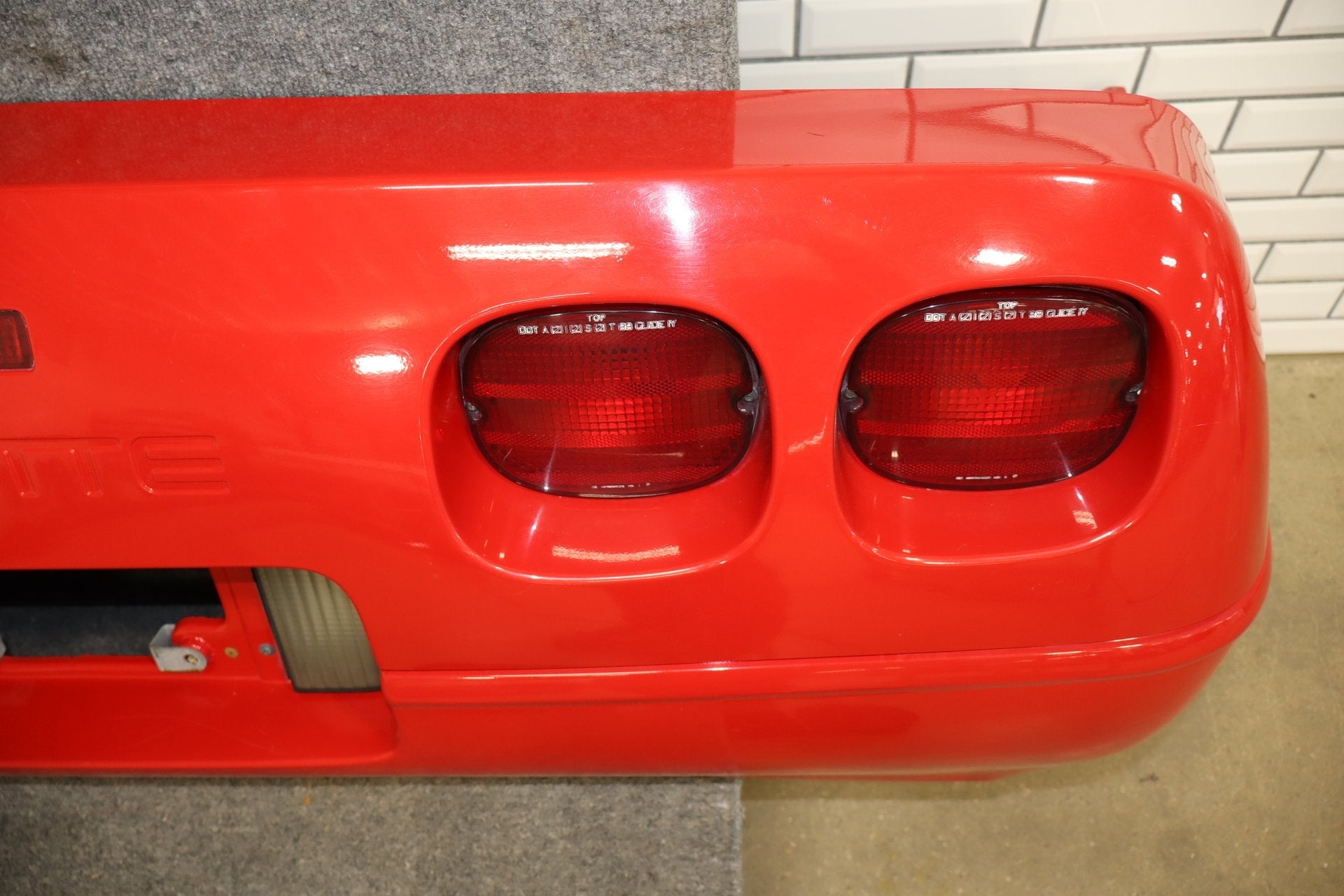 1991-1996 C4 Corvette Base Model OEM Rear Bumper W/Lights Finish Panel Bright Red