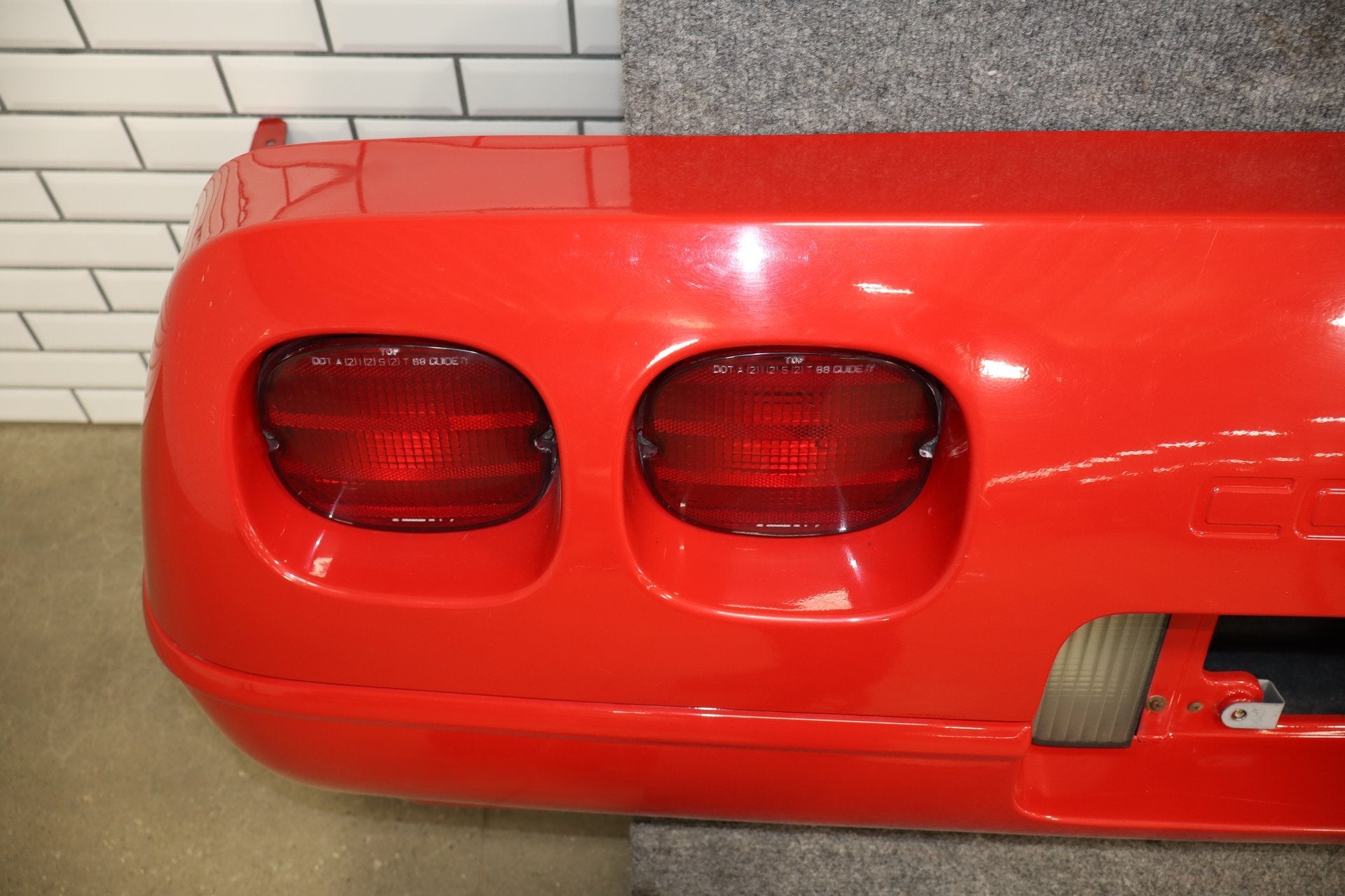 1991-1996 C4 Corvette Base Model OEM Rear Bumper W/Lights Finish Panel Bright Red