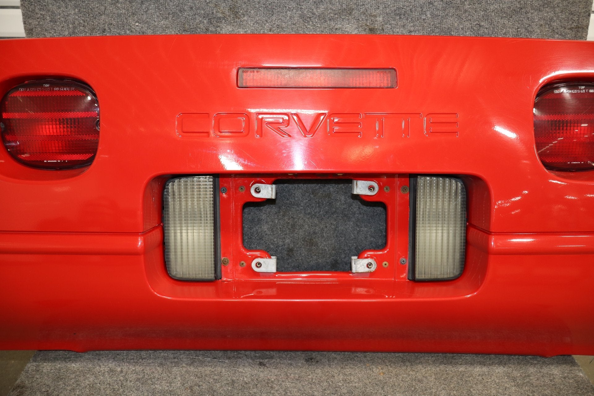 1991-1996 C4 Corvette Base Model OEM Rear Bumper W/Lights Finish Panel Bright Red