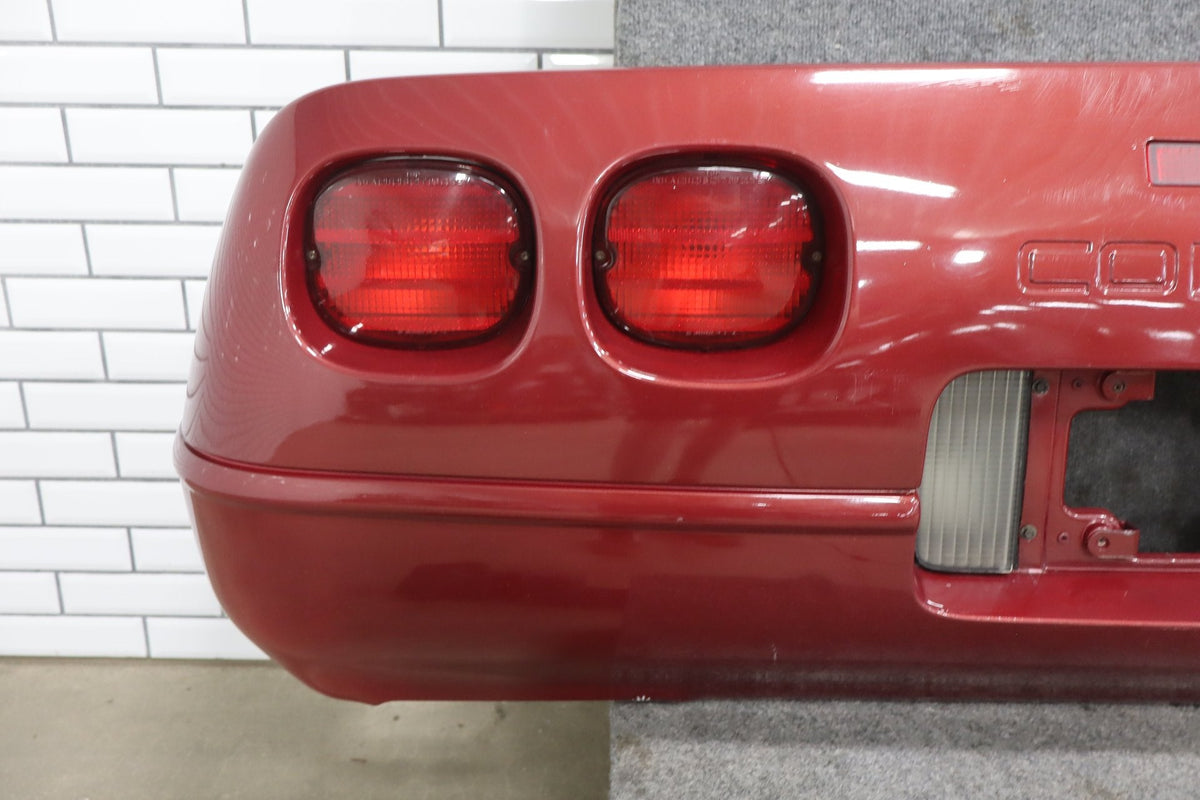 1991-1996 C4 Corvette Base Model OEM Rear Bumper W/Lights Finish Panel Dark Red